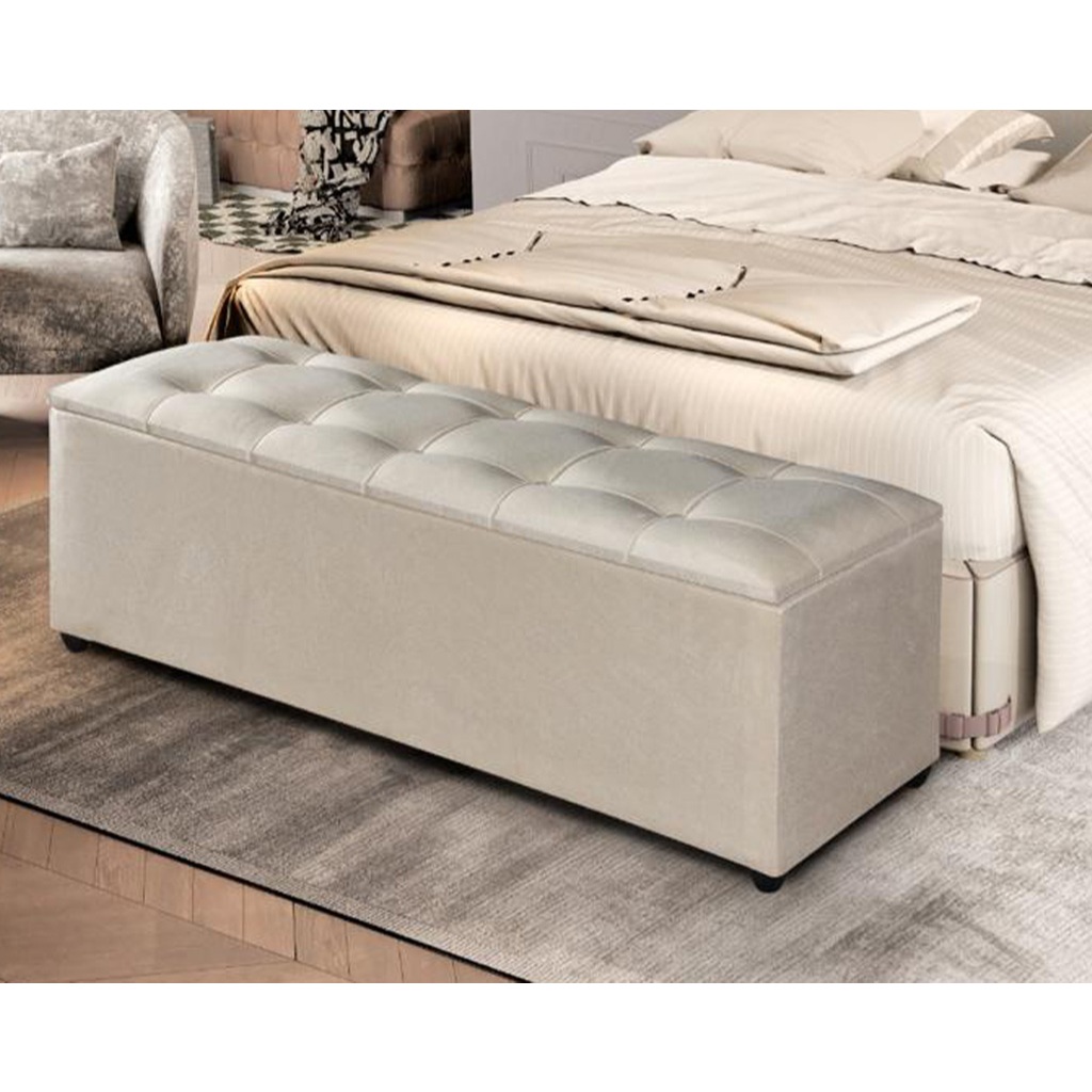 Baú Estofado Capitonê para Pé de Cama Quarto Casal Grande Recamier Milão 1,50m Decorativo ...