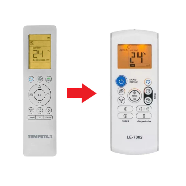 Controle Remoto Para Ar Condicionado Tempstar Split Springer Midea RG10A(B2S)/BGEF / Comfee RG57 com pilhas