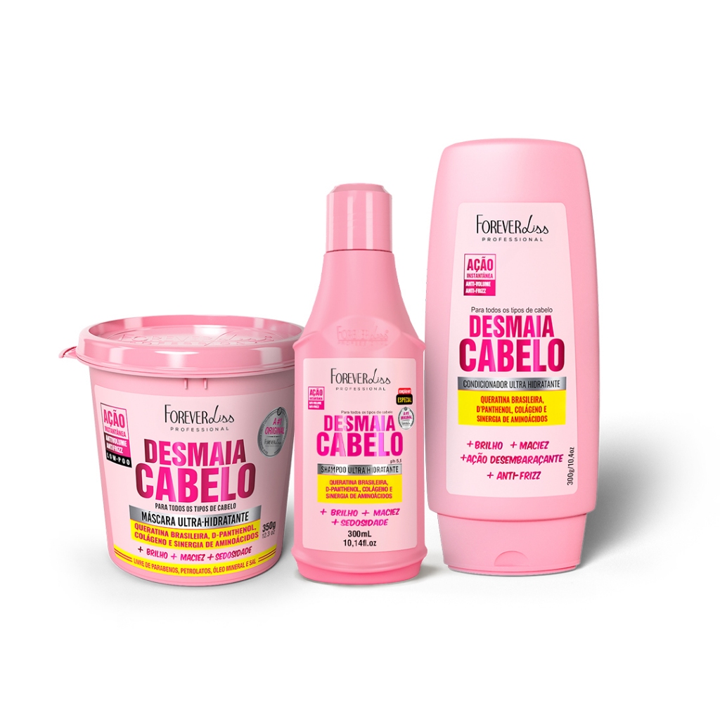 Kit Desmaia Cabelo Com Shampoo, Máscara E Condicionador Forever Liss - Beauty