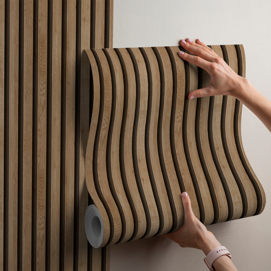 Papel de Parede para Quarto Sala Decorativo Autocolante Madeira Ripada Efeito Rustico Natural em Oferta na Shopee