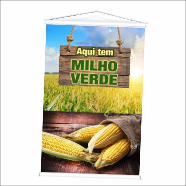 Banner Venda de Milho Verde produzido em lona. Cartaz Propaganda Vende-se para Barracas, Carrinho de Milho, Quiosques.