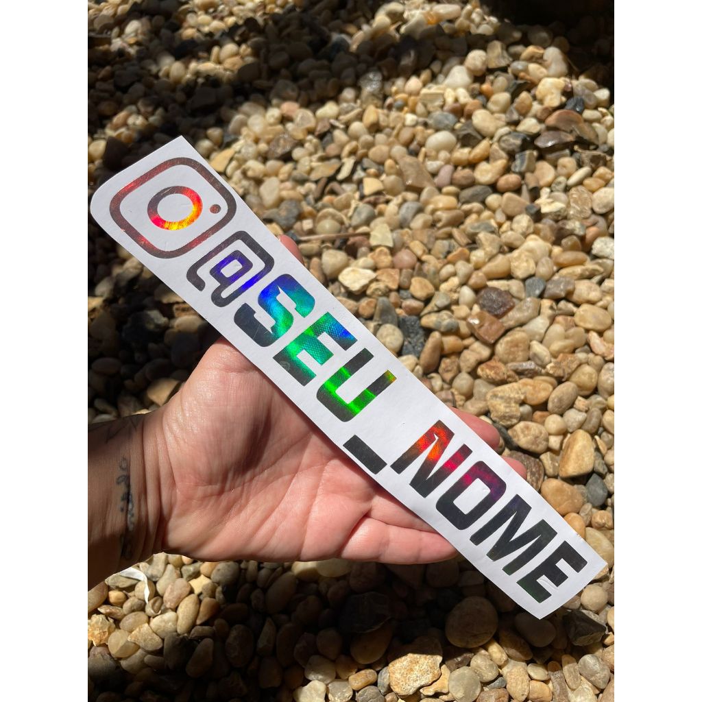 adesivo seu @nome personalizado para moto carro caminhão 25 CM Holográfico em Oferta na Shopee