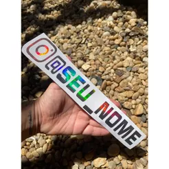 adesivo seu @nome personalizado para moto carro caminhão 25 CM Holográfico