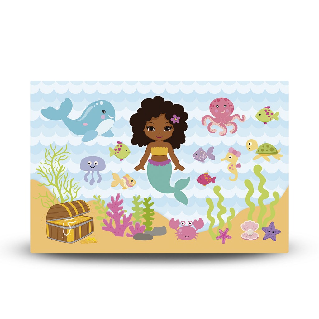 Painel Retangular, painel quadrado, painel de festa  400x250cm  MicroLight Sereia Cute