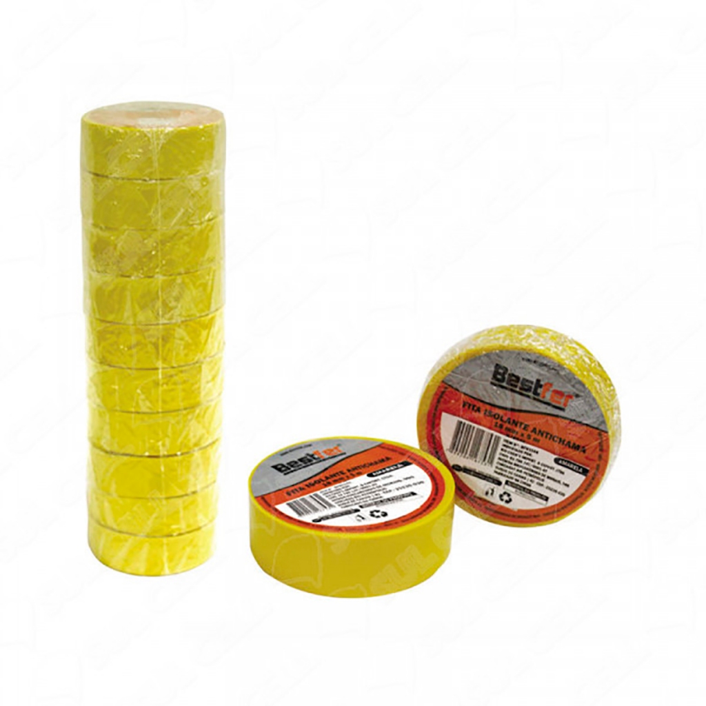 Kit Com 10 Fita Isolante Antichama Amarela 18mmX 5m Bestfer - Home & Living