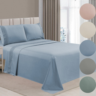 Jogo de Cama Queen 4 Peças Toque Acetinado Super Macio Com Renda Habitat em Oferta na Shopee