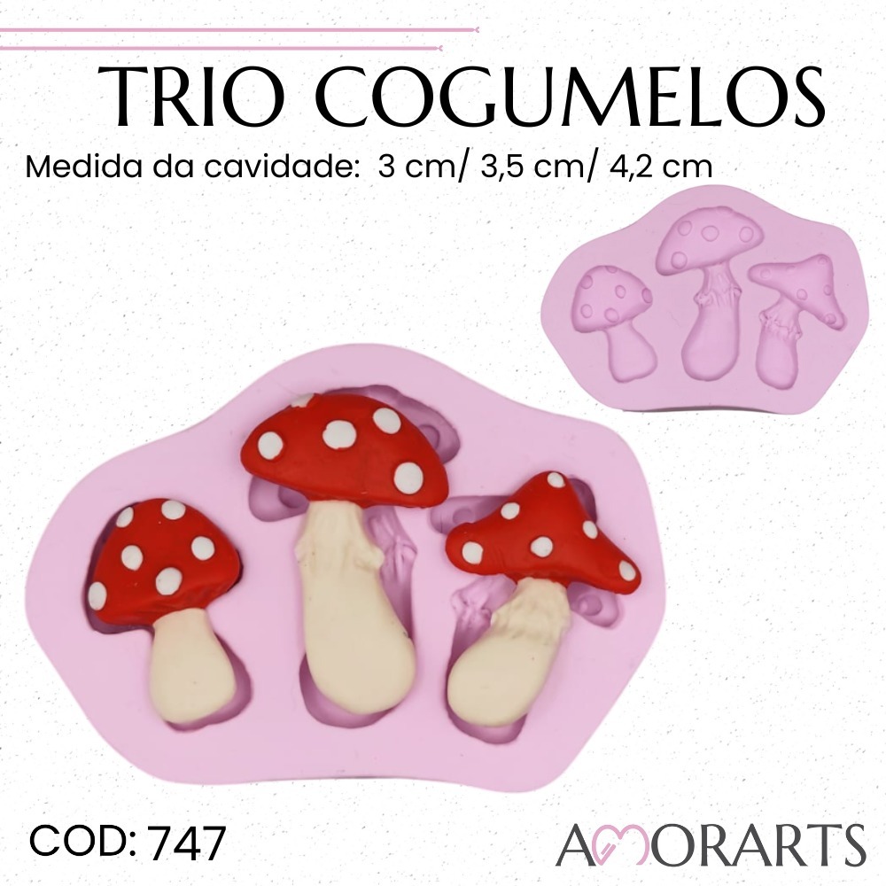 Molde de silicone Trio Cogumelos --CÓD 747 em Oferta na Shopee