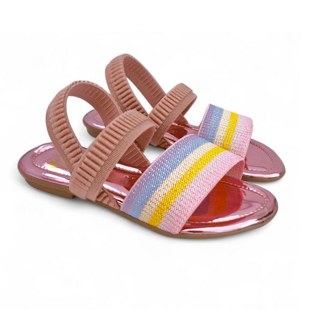 Sandália Rasteira Feminina Infantil/Juvenil Elástico Colorido Traseiro Calce Fácil em Oferta na Shopee