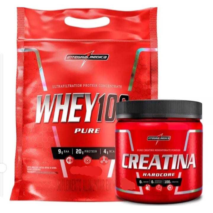 Whey 100% Pure 900g Refil + Creatina 100% Pura 150g Integralmédica em Oferta na Shopee