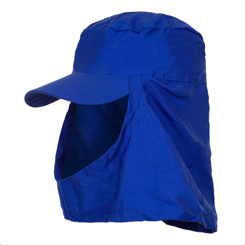 Boné Touca Árabe Em Brim Azul Royal Capuz Soldador Com Proteção Sol Nuca Solda Pedreiro Agricultor