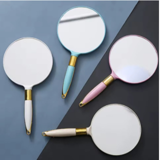 Espelho De Mão Com Detalhes Dourado Redondo em Oferta na Shopee