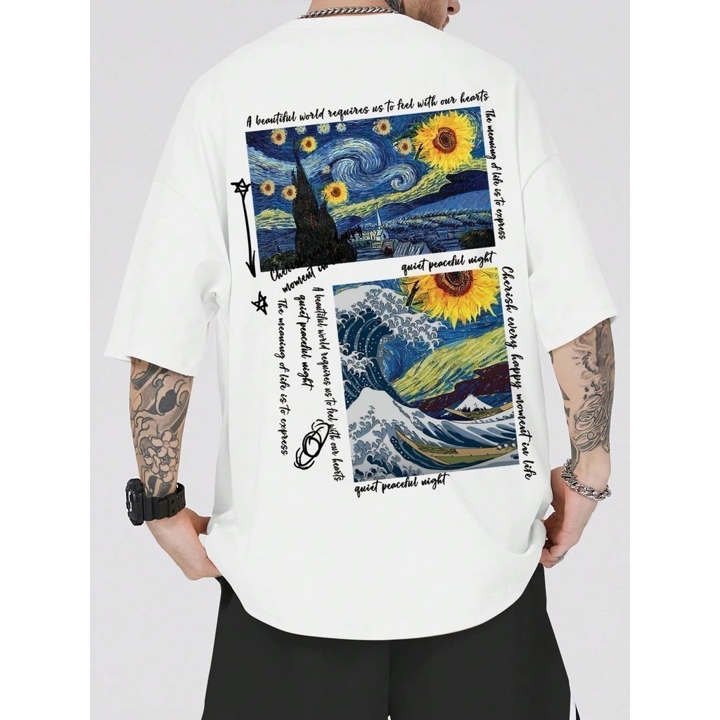 Camiseta Streetwear Van Gogh Camisa Skatista Blusa Camiseta Moda Oferta