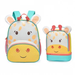 Kit Mochila Bolsa Escolar Lancheira Espaçosa Girafa Infantil Resistente