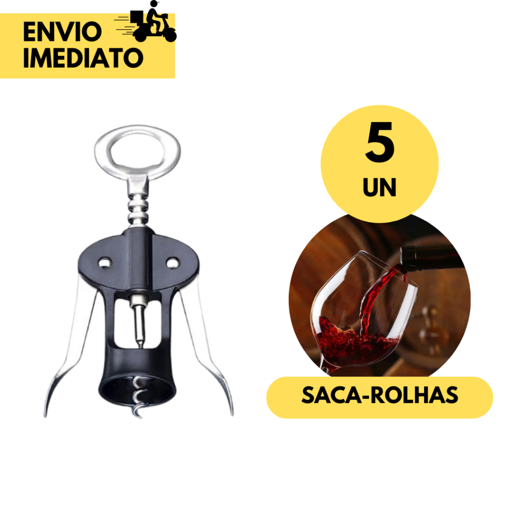 Saca Rolha com Abridor de Garrafas 2 em 1 Ideal para Bar Cozinha Restaurantes Hotel Aço Inox