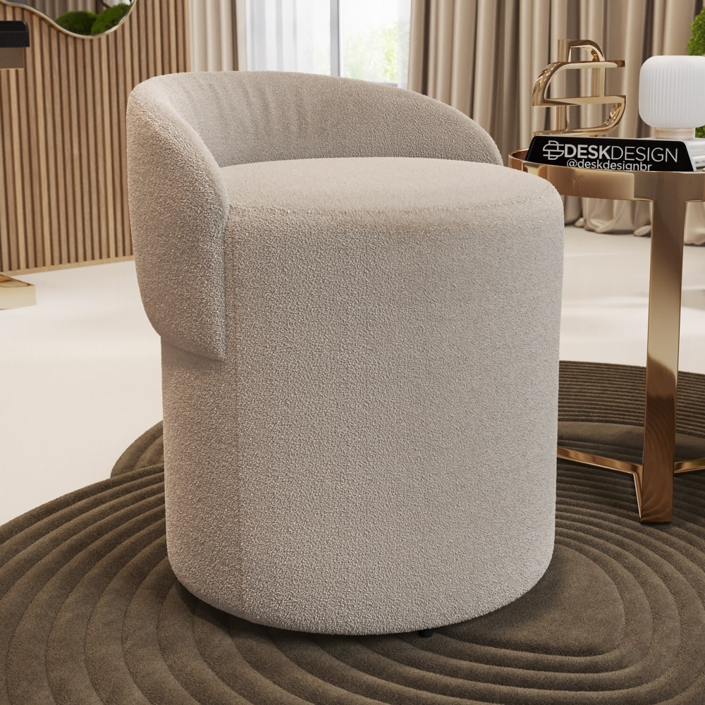 Puff Banqueta Living Gaia Orgânico com Encosto Baixo Bouclê