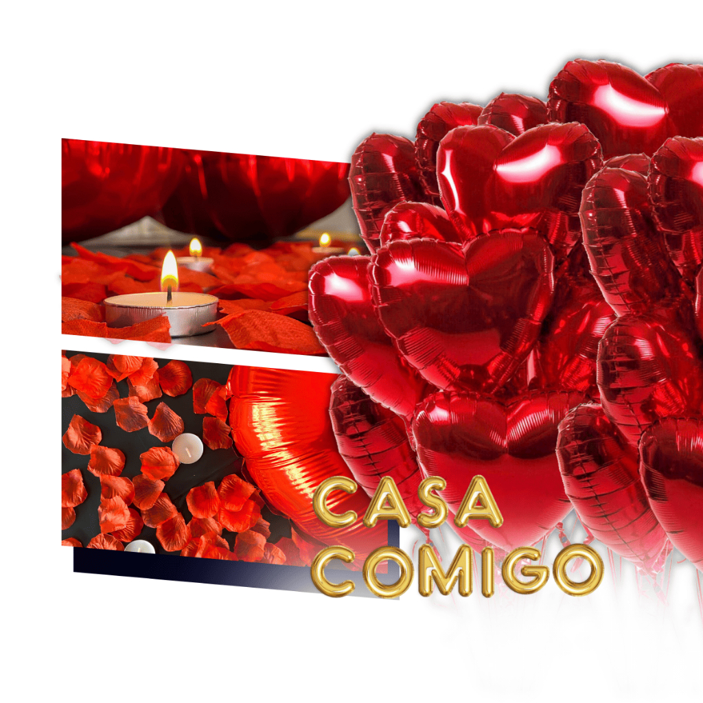 Kit Pedido de Casamento 500 Pétalas 10 Balões 20 Velas + Frase Casa Comigo em Oferta na Shopee