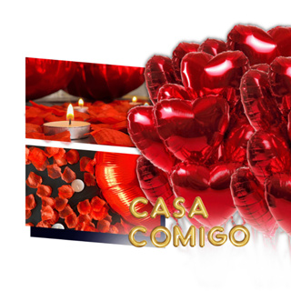 Kit Pedido de Casamento 500 Pétalas 10 Balões 20 Velas + Frase Casa Comigo em Oferta na Shopee