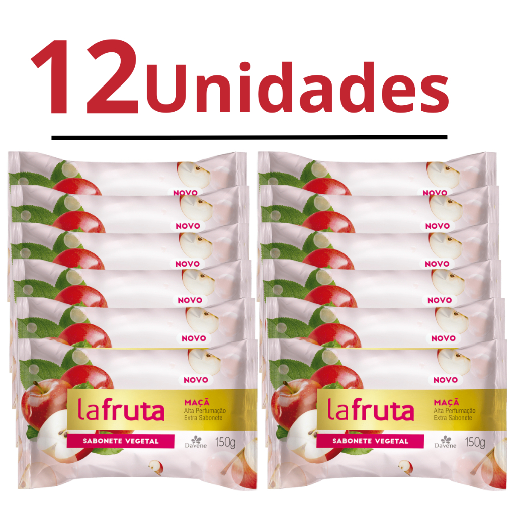Kit de Sabonete em Barra Davene La Fruta Maça Banho Base Vegetal Alta Perfumação Cremoso