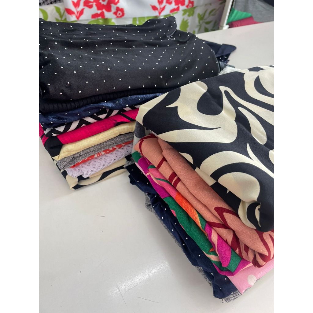 Caixa de retalhos ESTAMPADOS  (Tamanhos 50cm a 1,20 metros) Crepes, Malhas, Caneladas, Viscoses