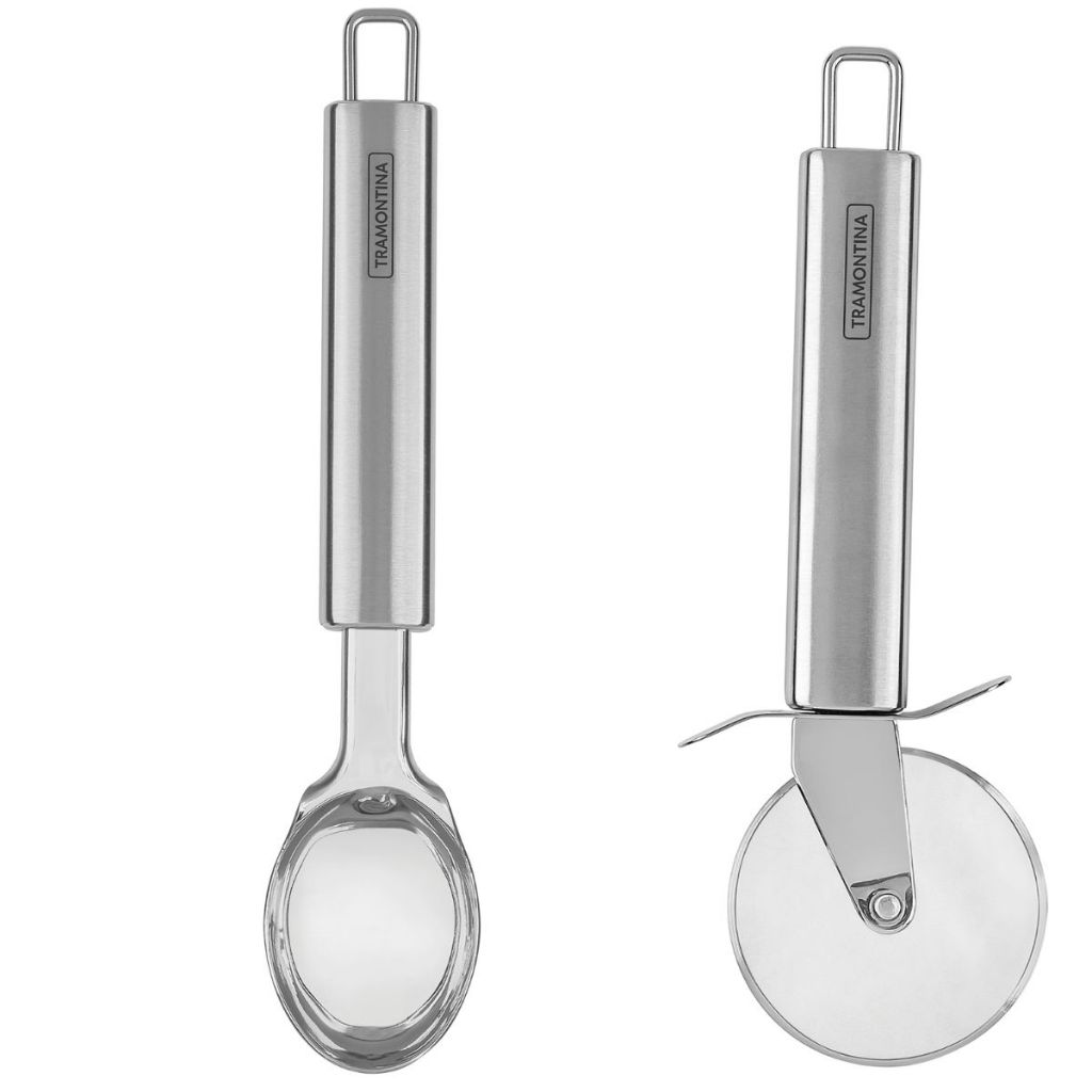 Kit Colher Sorvete Cortador Pizza Inox Marfim Tramontina em Oferta na Shopee