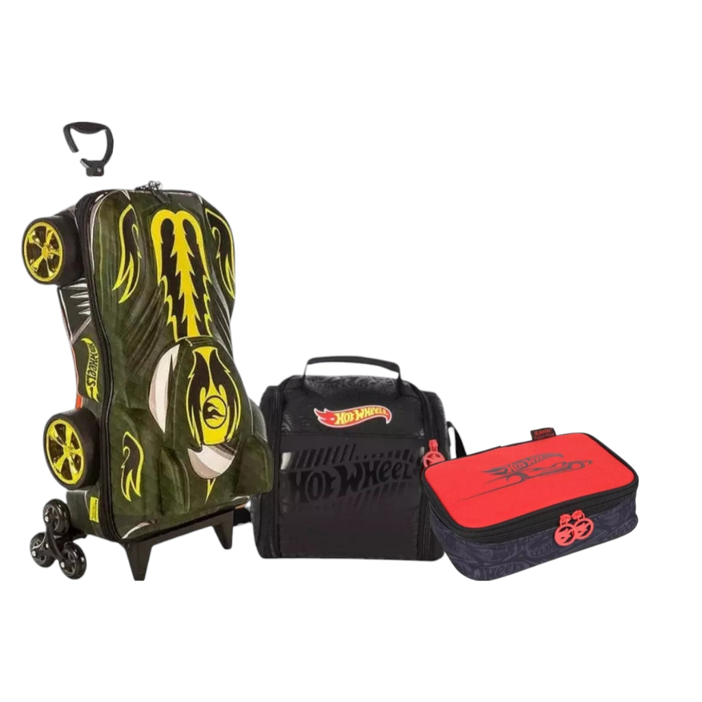 Kit Mochila Malinha Hot Wheels Howlin Heat Dragão Rodinhas G em Oferta na Shopee