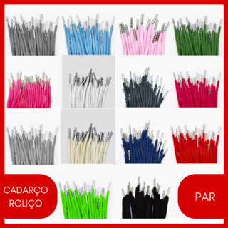 Cadarço Roliço c/ Ponteira de Metal 1.5m Cores c/ 1 Par em Oferta na Shopee