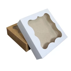 Caixa com Visor Moldura 15x15x4 para Presente Lembrancinha Doce - Caixa Kraft ou Branca