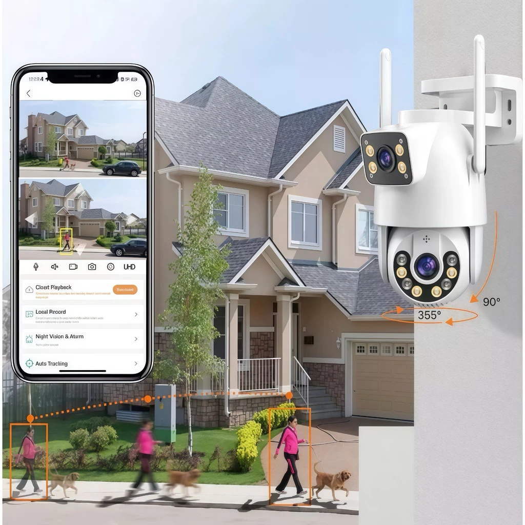 KIT Câmera De Segurança a Prova de água Lente Dupla APP Icsee/YOOSEE IP66 Camera IP WiFi 360 — imagem 2 de 2