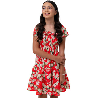 Vestido Menina Infantil Juvenil Ciganinha Manguinha Lastex 14 Veste P Adulto Estampado Floral Festa em Oferta na Shopee