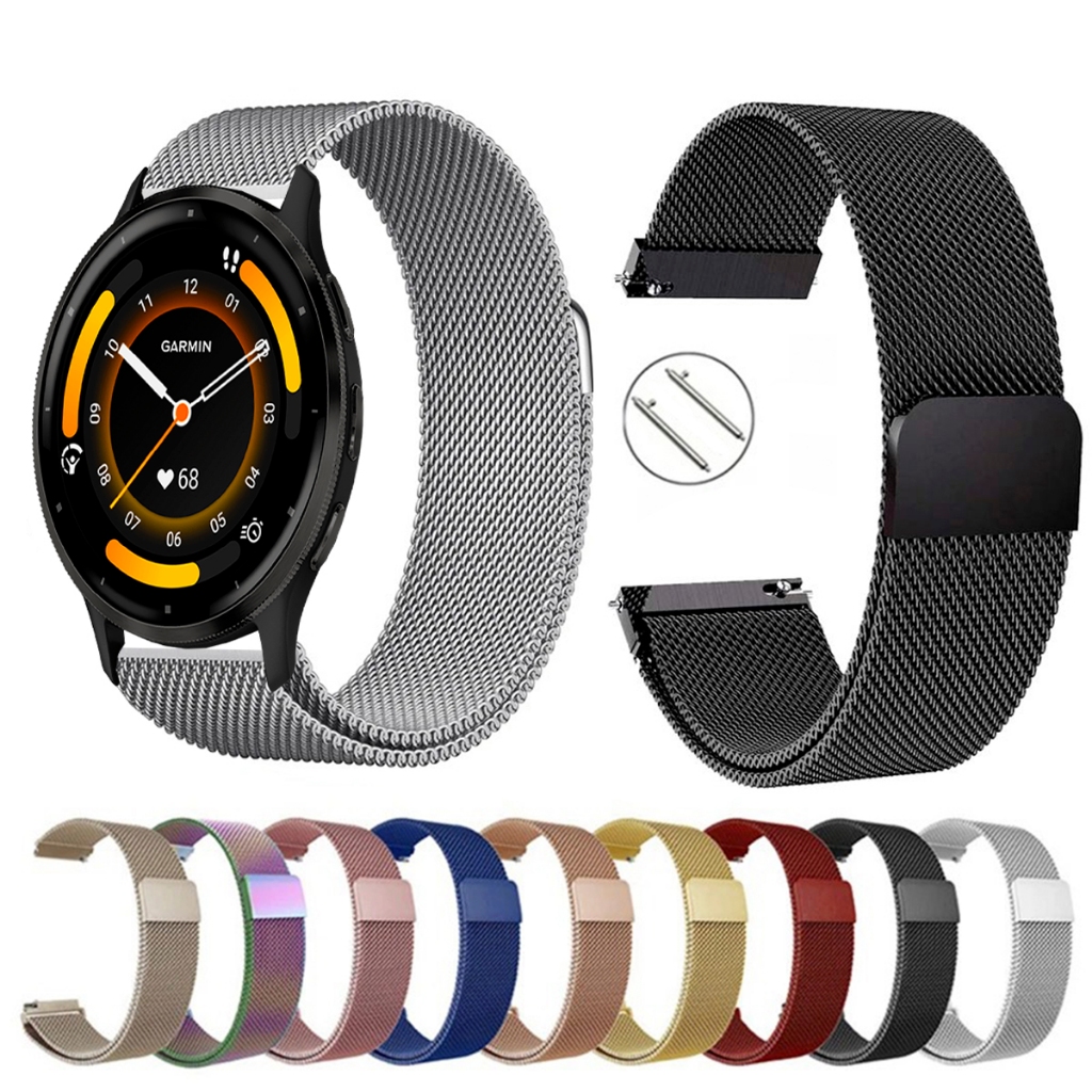 Pulseira de 22mm milanesa aço inox para Smartwatch Garmin Venu 3 (45mm) de Engate Rapido
