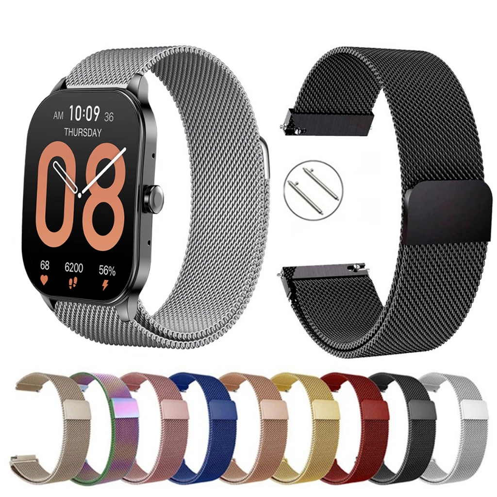 Pulseira de 22mm milanesa aço inox para Smartwatch Amazfit Pop 3s de Engate Rapido