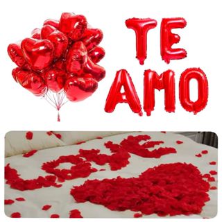 Kit Romântico 200 Pétalas Artificiais + 5 Balão Coração + Balão Te Amo em Oferta na Shopee