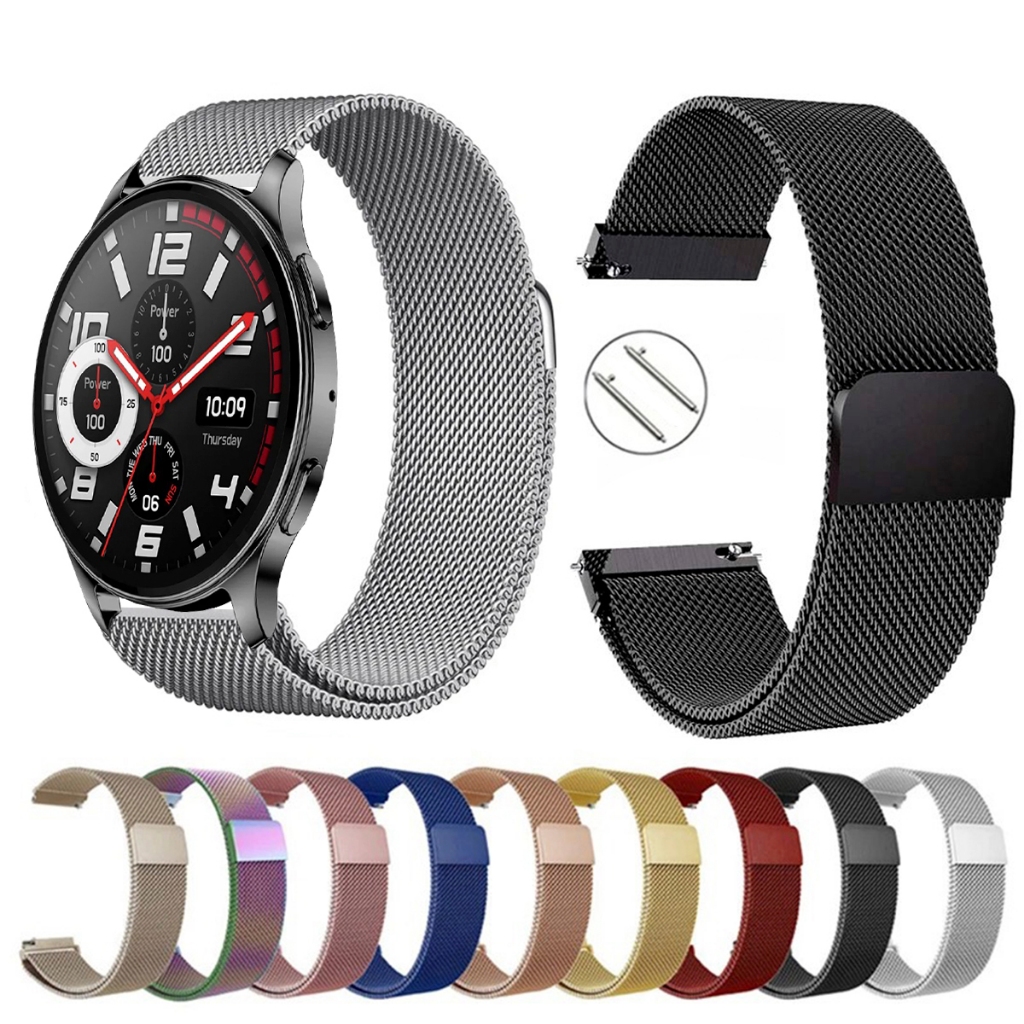Pulseira de 22mm milanesa aço inox para Smartwatch Amazfit Pop 3r de Engate Rapido