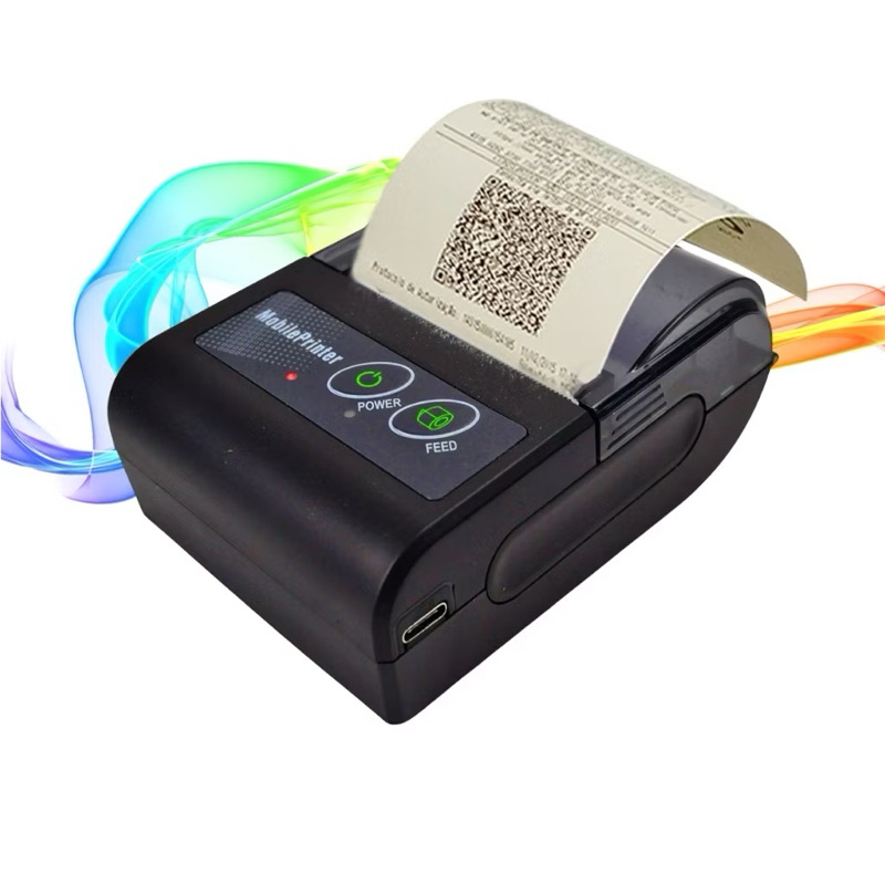 Imagem Mini Impressora Via Bluetooth Portátil Térmica 58mm Compatível Com Androide e IOS