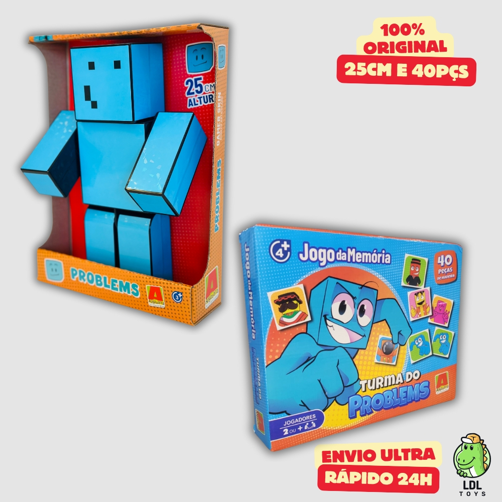 Kit Boneco Problems 25cm + Jogo da Memória Gamer Youtuber Algazarra