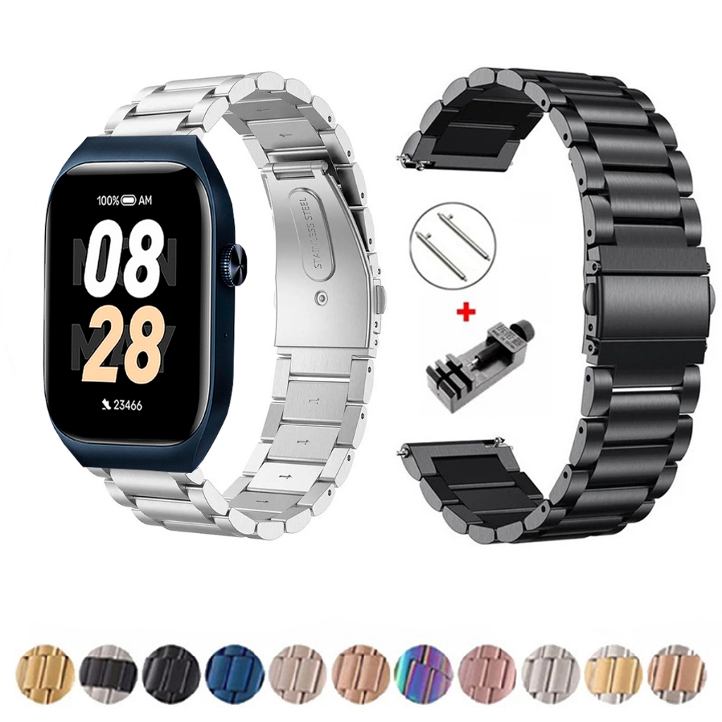 Pulseira de 22mm Metal Elos de aço inox para Smartwatch Xiaomi Mibro T2 de Engat