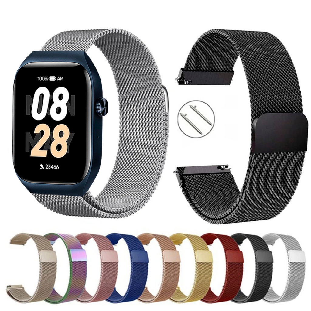 Pulseira de 22mm milanesa aço inox para Smartwatch Xiaomi Mibro T2 de Engate Rapido