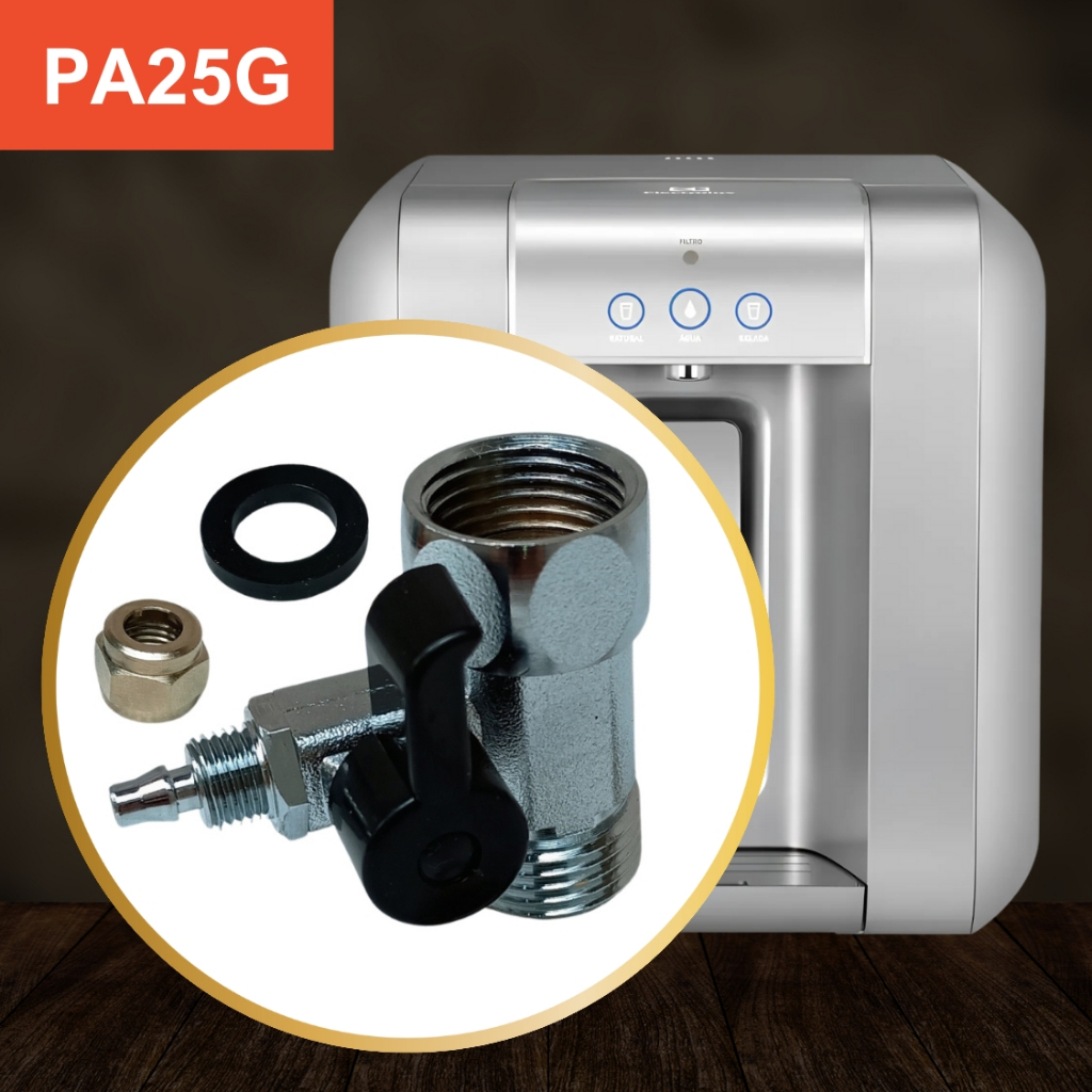 Adaptador 1/2 Para 1/4 Com Registro de Metal Original Para Purificador Electrolux A07649501 Pa25g