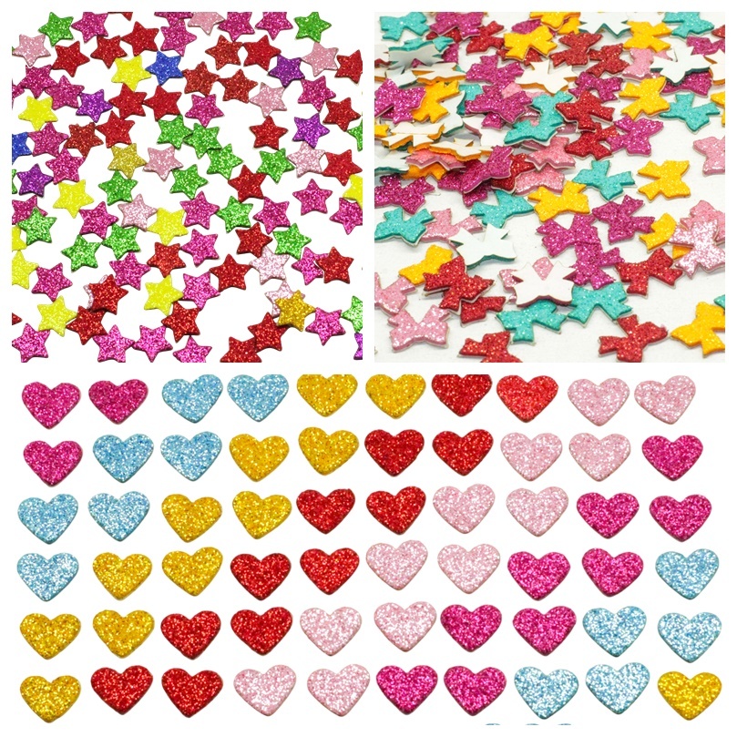 300 Lacinhos Pet Adesivos Coração, Estrela e Laço sortidos