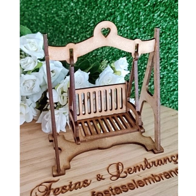 Balanço MDF - 13cm - Balanço em MDF - Atacado - FEsta de Luxo Mini Balanço MDF Jardim Encantado 13x12cm - MDF 3D