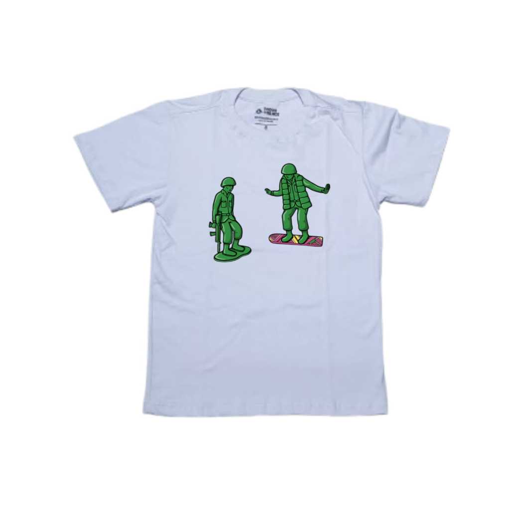 Camiseta Infantil Branca Estampa Soldadinhos – 100% Algodão
