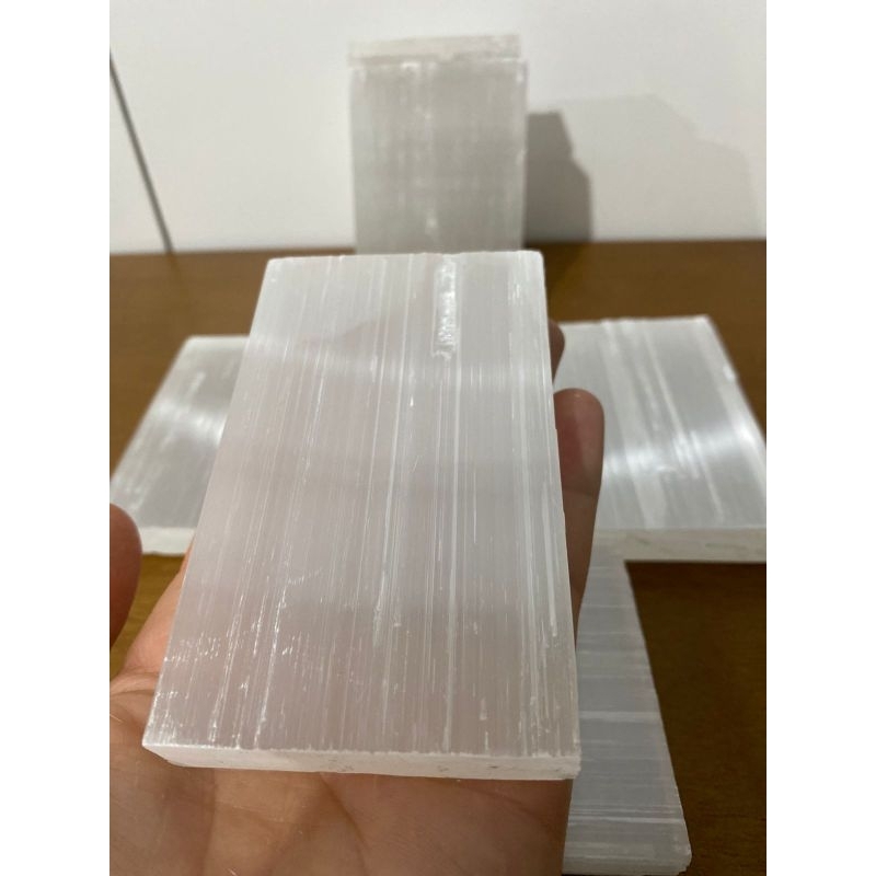 Mini Placa De selenita Branca Bruta Natural