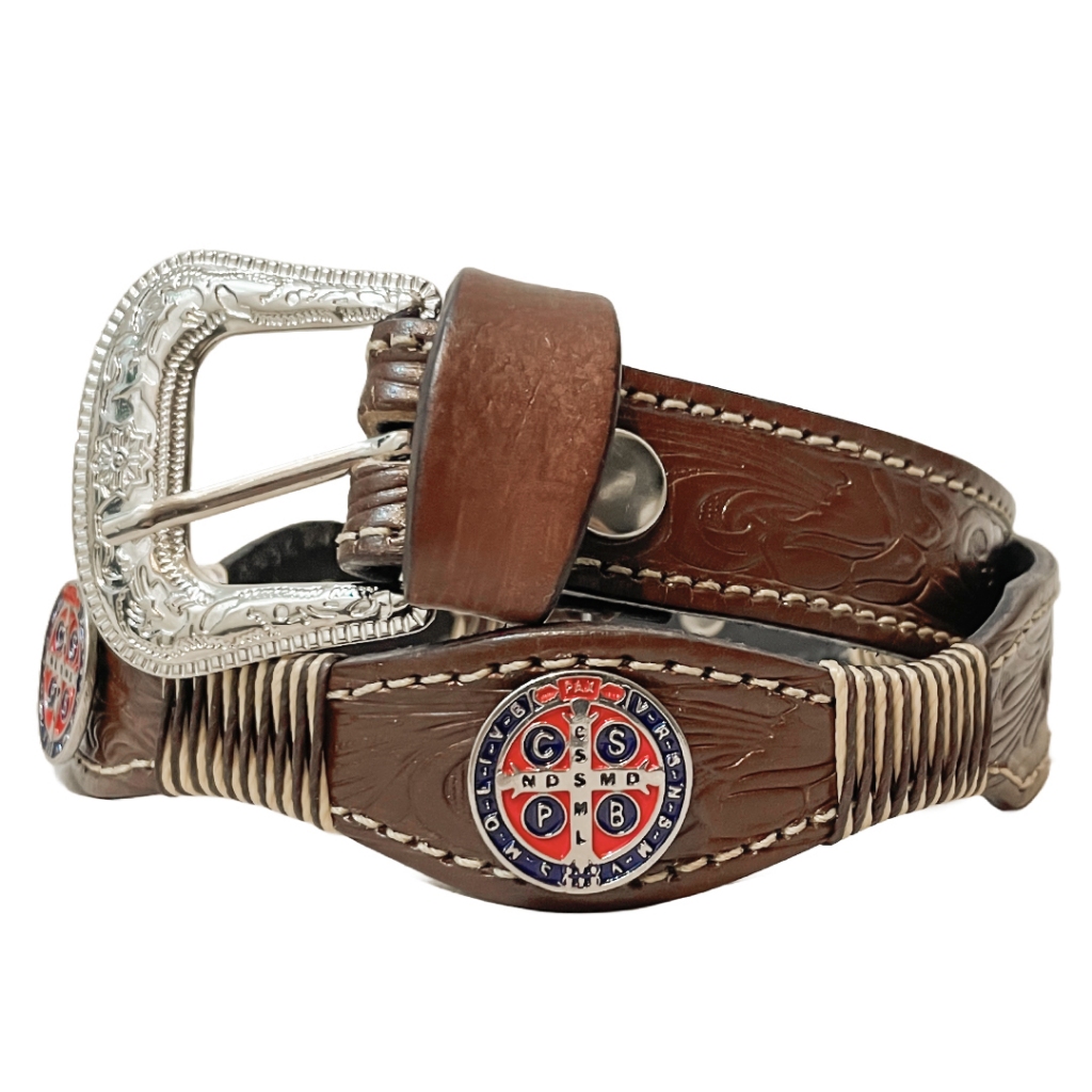 Cinto Infantil Country De Couro Legítimo Com Medalha São Bento