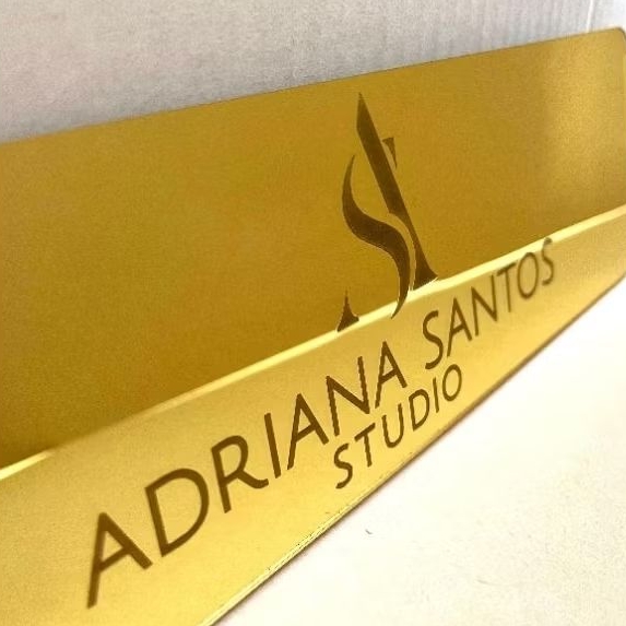 Placa de Identificação de porta personalizada em acrílico espelhado 30 cm x 9 cm em Oferta na Shopee