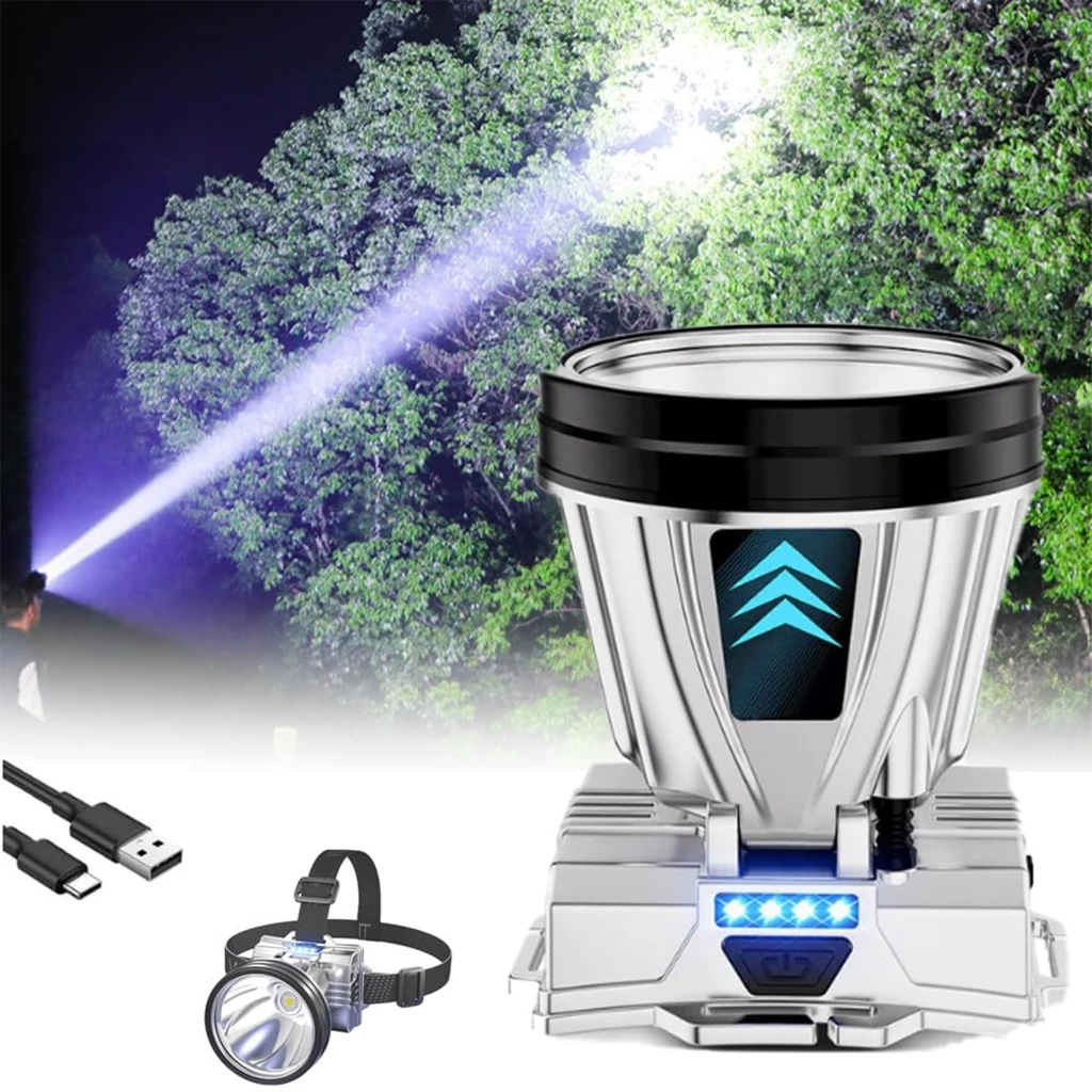 Lanterna De Cabeça Recarregável Com Sensor 3 Modo Led de Alta Potência e Longo Alcance