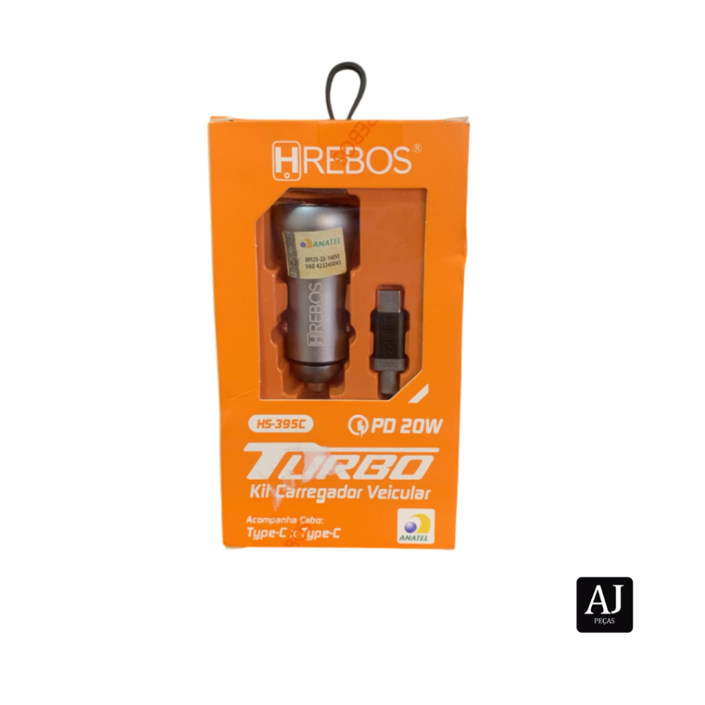 CARREGADOR USB VEICULAR HREBOS 20W HS-395 (C/ 1 PORTA USB-A + 1 PORTA USB-C)