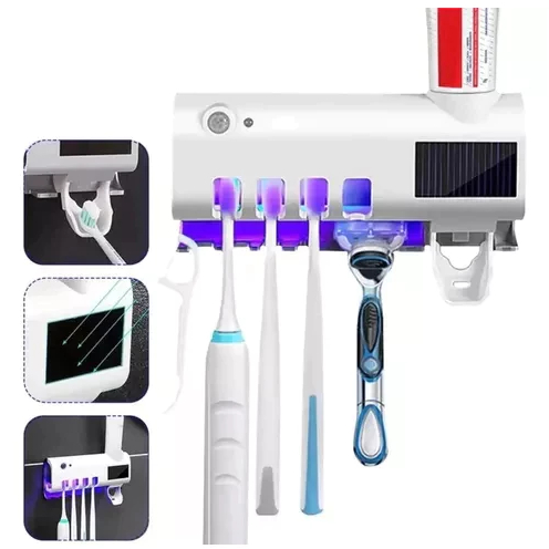 Aplicador Pasta de Dente Dispenser Porta Escovas Com Esterilizador UV