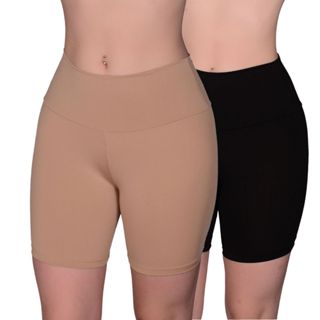 KIT 2 Short Anágua Com Cós Segunda Pele Feminino (PRETO/CHOCOLATE) em Oferta na Shopee