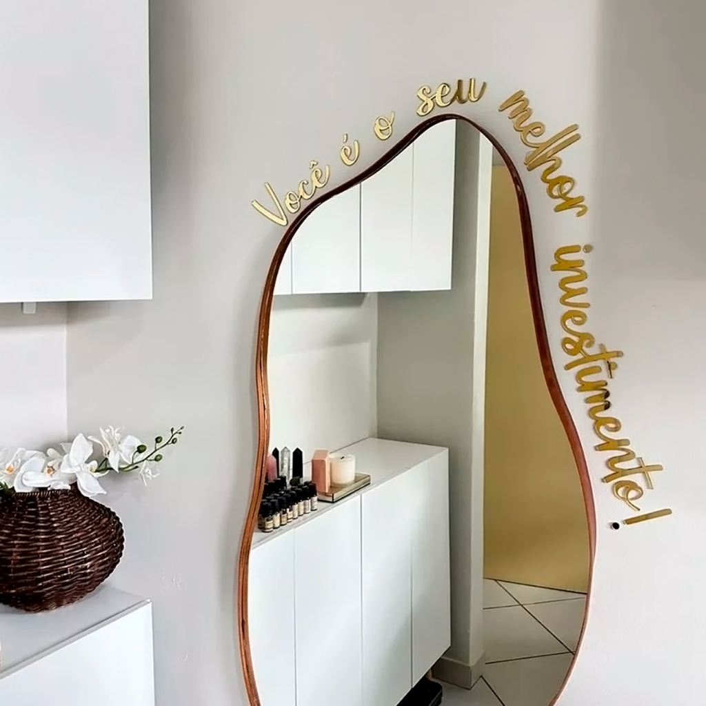 Frases Decorativas Acrílico Espelhado Melhor Investimento Você só vence Apaixone-se Provér...