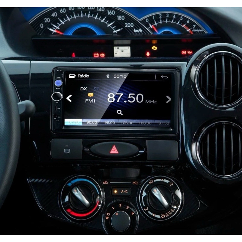 Kit Central Multimídia Etios 2015 ate 2021 Mp5 + Moldura + Câmera de ré espelhamento Bluetooth Android IOS